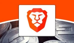 logo de brave avec des jetons de cryptos à l'arrière